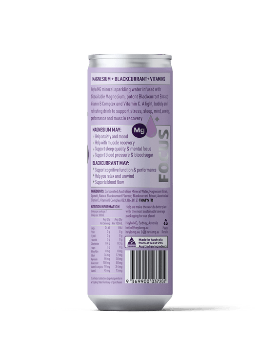 Magnesium Sparkling Water - Focus - Blackcurrant - Heylo MG