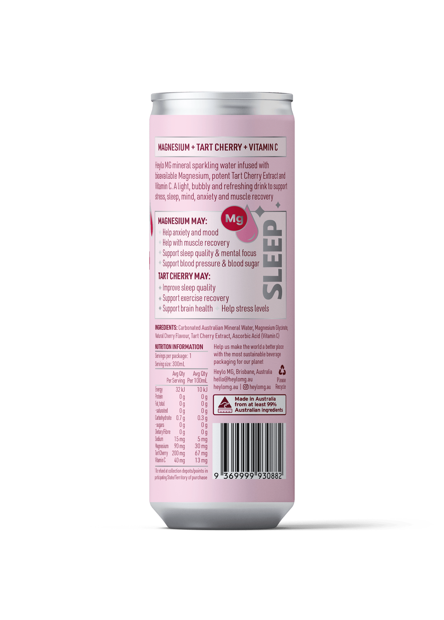 Magnesium Sparkling Water - Sleep - Cherry - Heylo MG