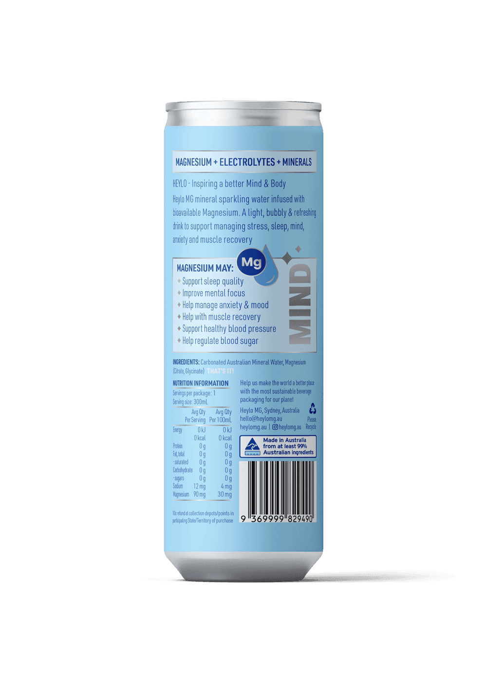 Magnesium Sparkling Water - Mind - Natural - Heylo MG