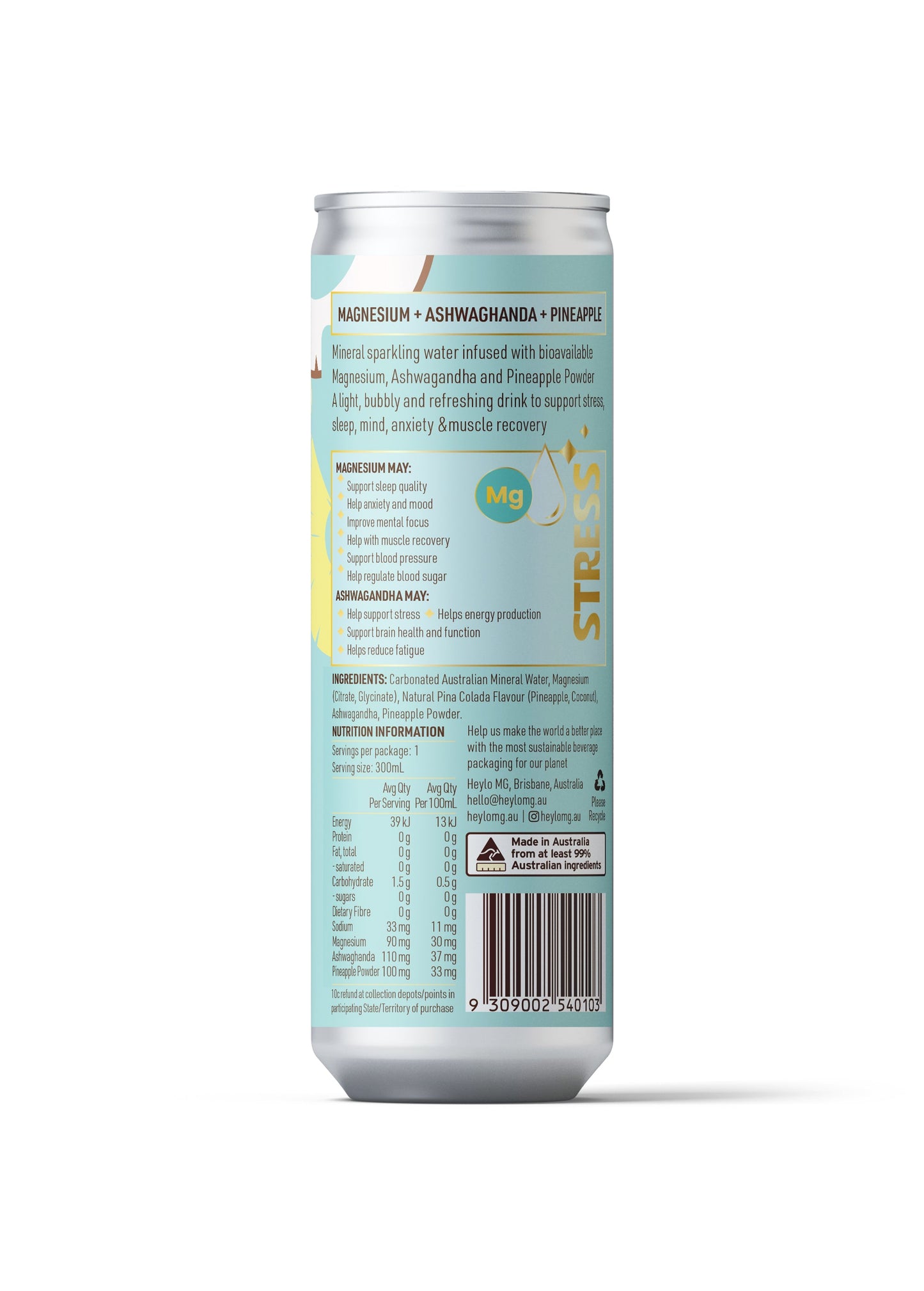 Magnesium Sparkling Water - Stress - Pina Colada (Summer Edition) - Heylo MG
