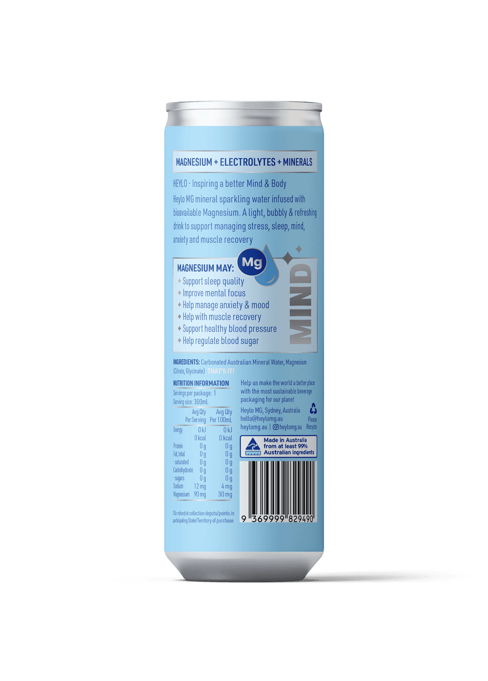 Magnesium Sparkling Water - Triple Pack of 24 - Heylo MG